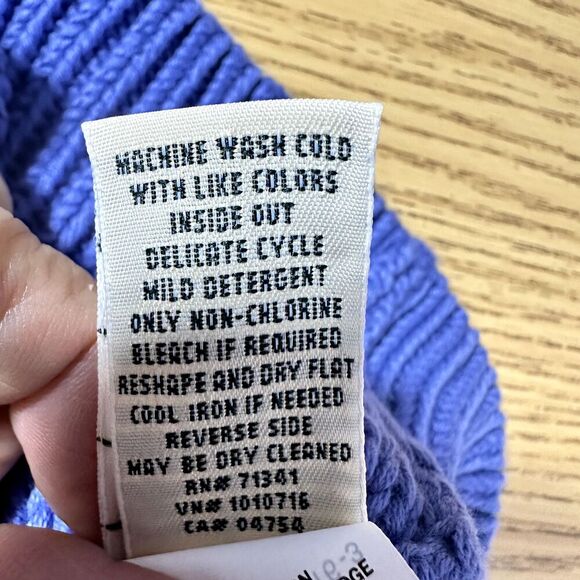 LL Bean Double L Mixed Cable Sweater Womens Sz L Larkspur Funnel Neck Cozy NWT - Picture 14 of 15